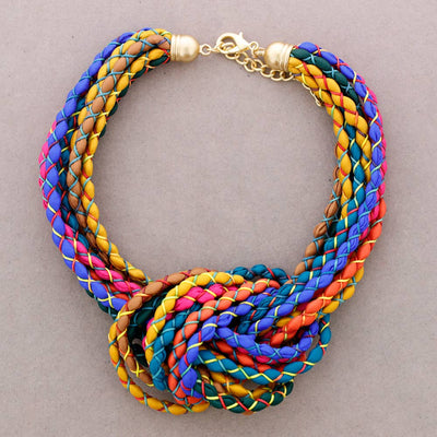 Collier ras-du-cou nœud en tissu satiné