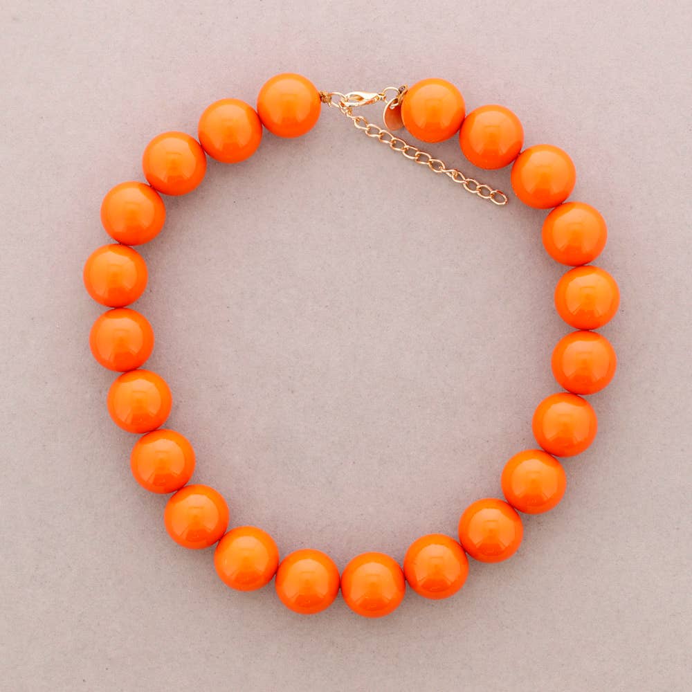 Collier Ras du Cou Perles Boule Résine