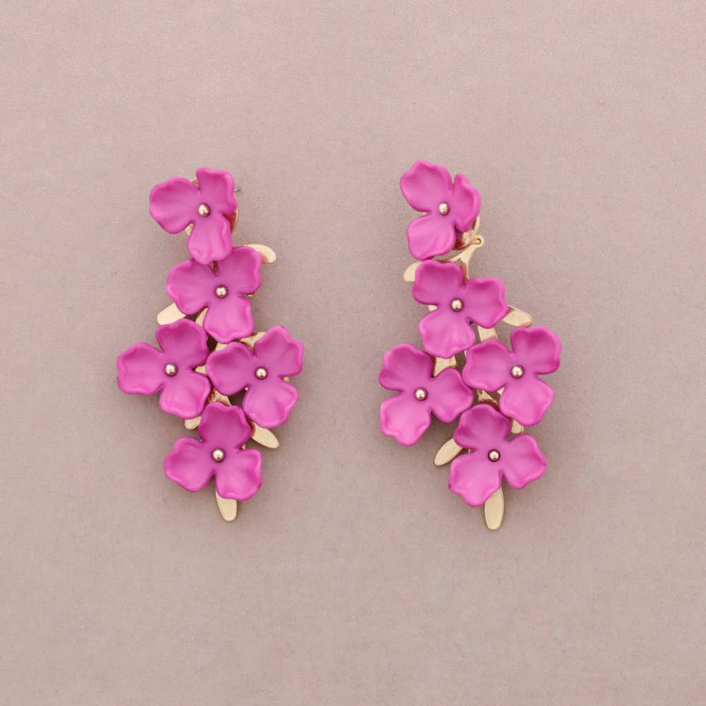 Boucles d'oreilles Fleur Résine Métal