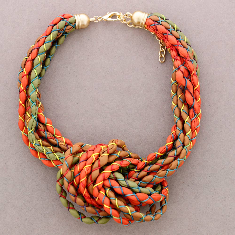 Collier ras-du-cou nœud en tissu satiné