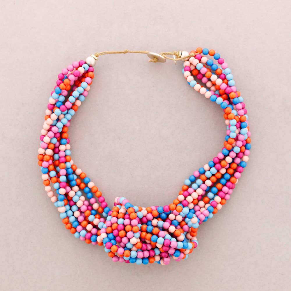 Collier Ras du Cou Nœud Perles Résine