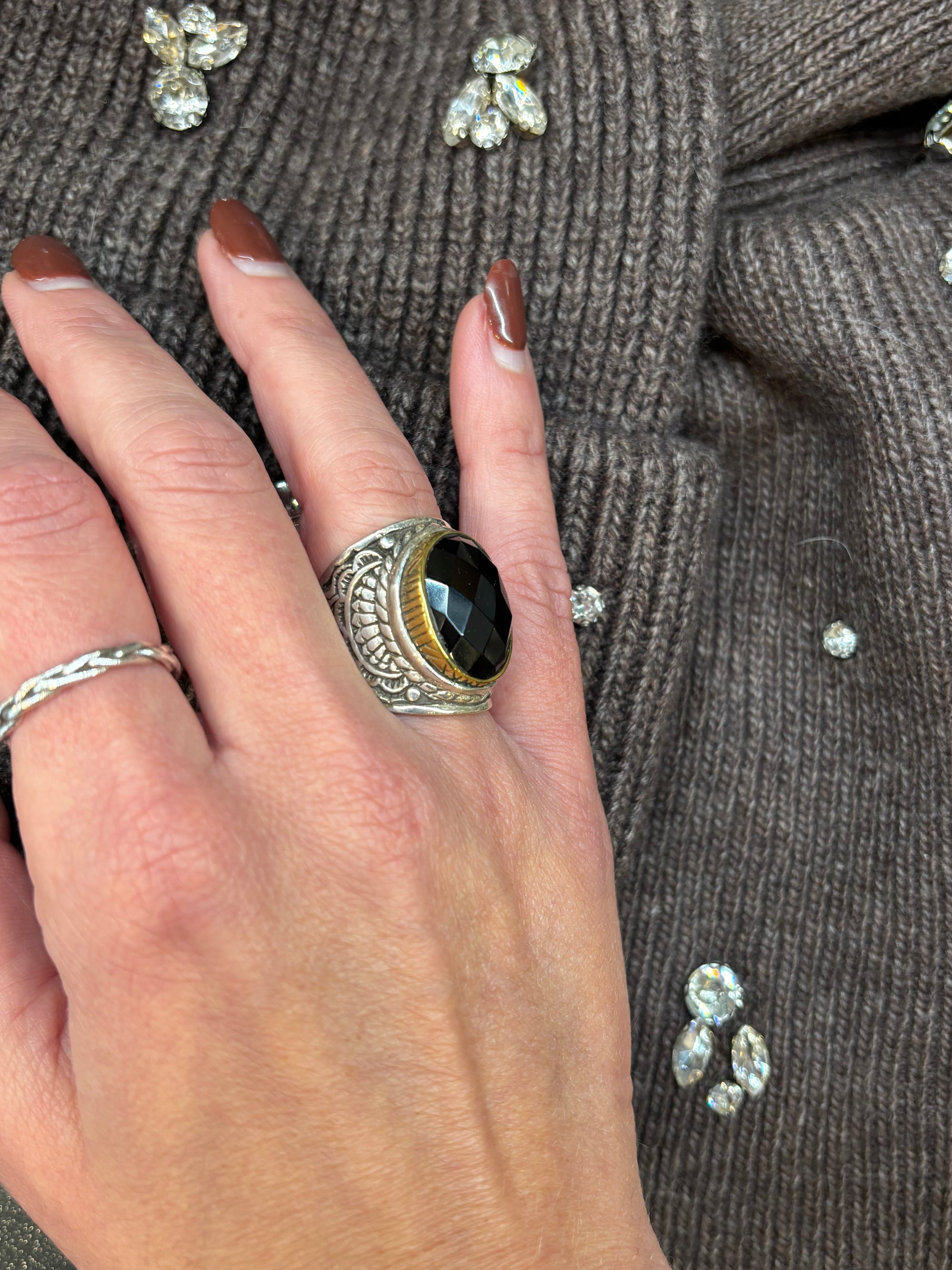 Bague jalan onyx faceté