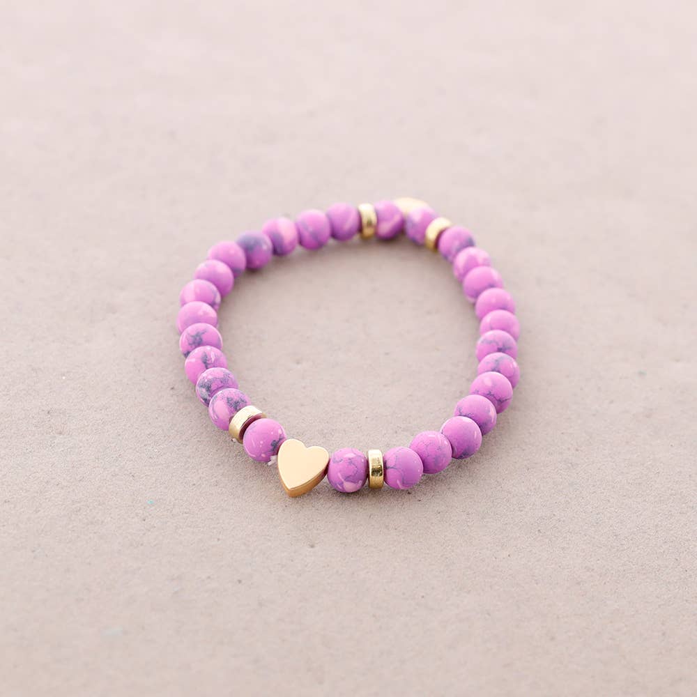 Bracelet élastique perles avec cœur