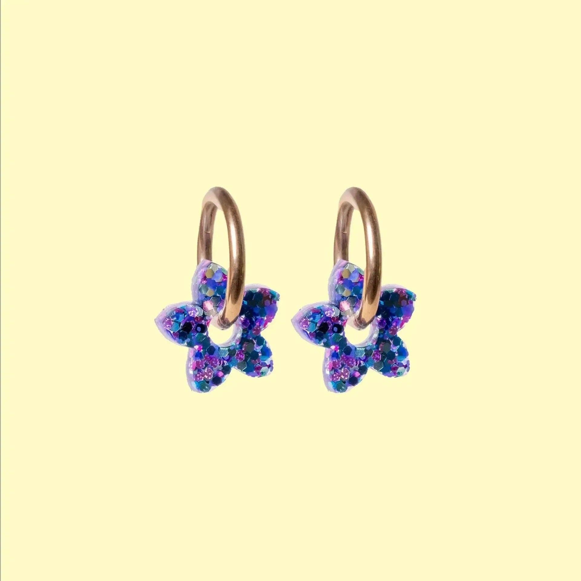 Créoles Mini Tiaré Mix Violet Bleu