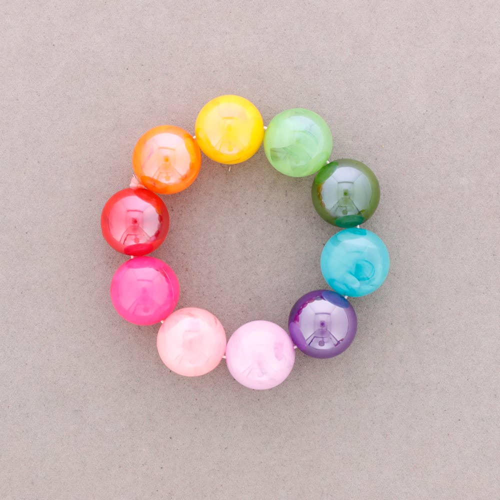 Bracelet Élastique Perles Boules Résine: Verde