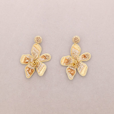 Boucles d'oreilles fleuries en perles: Bleu