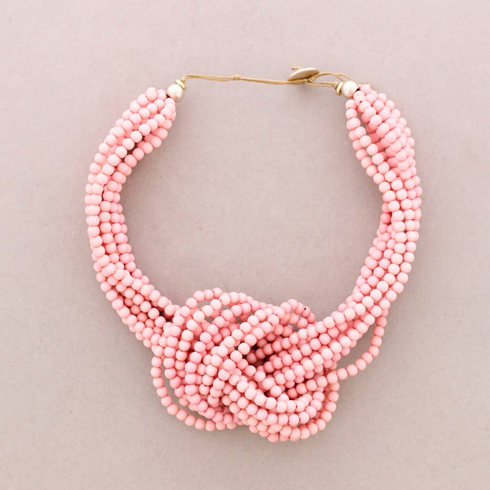 Collier Ras du Cou Nœud Perles Résine