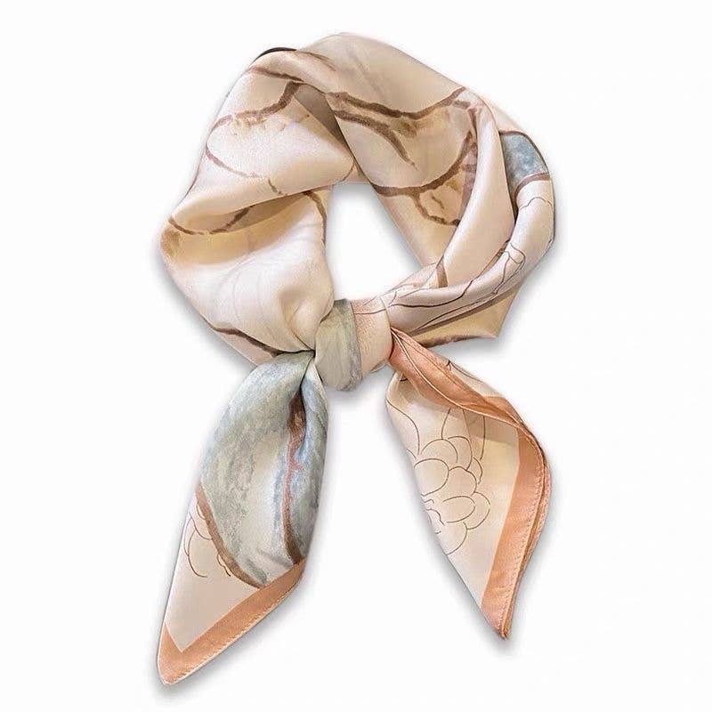 D-2026-58 Foulard touche soie 70x70 motif fleur
