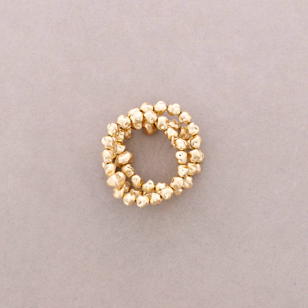 Bracelet Élastique Triple Perles Métal