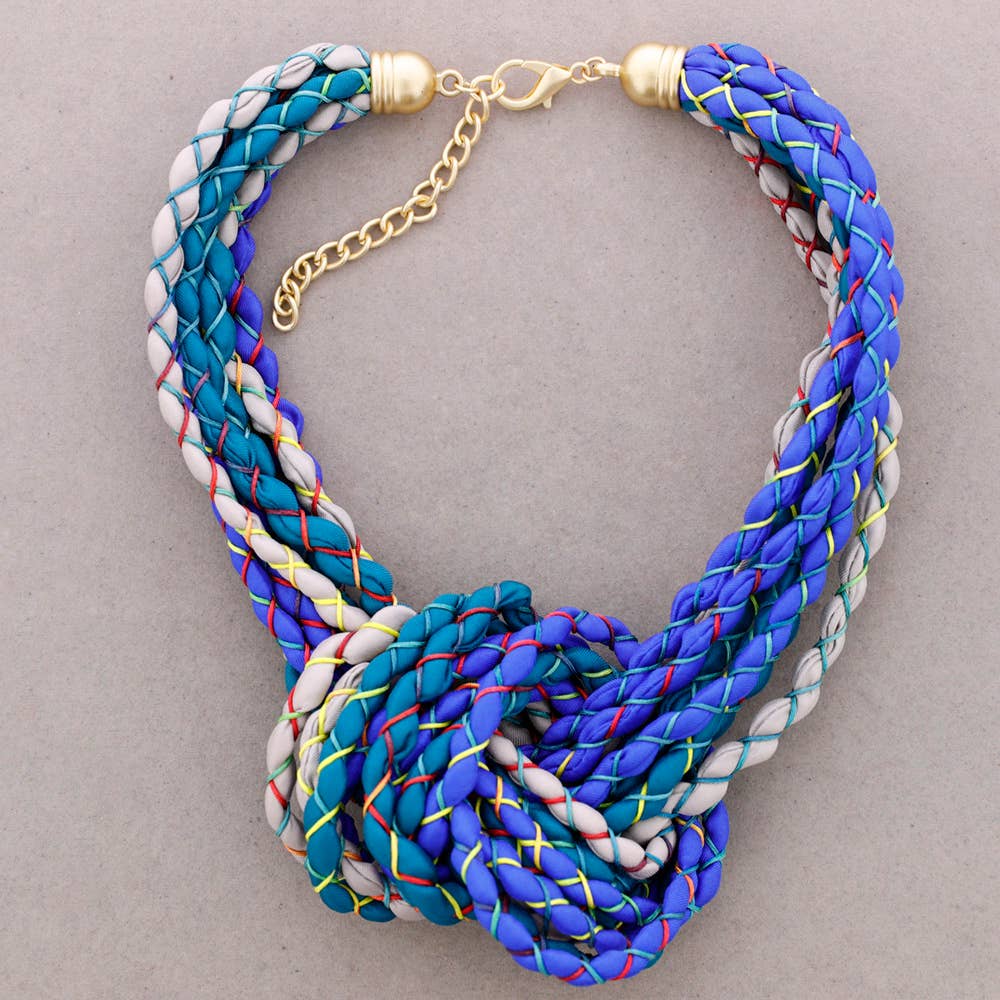 Collier ras-du-cou nœud en tissu satiné