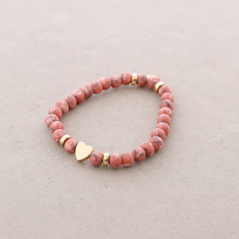 Bracelet élastique perles avec cœur