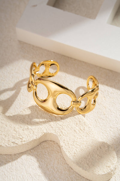 Bracelet Maillons Dorés Sculptés Acier Inoxydable tendance