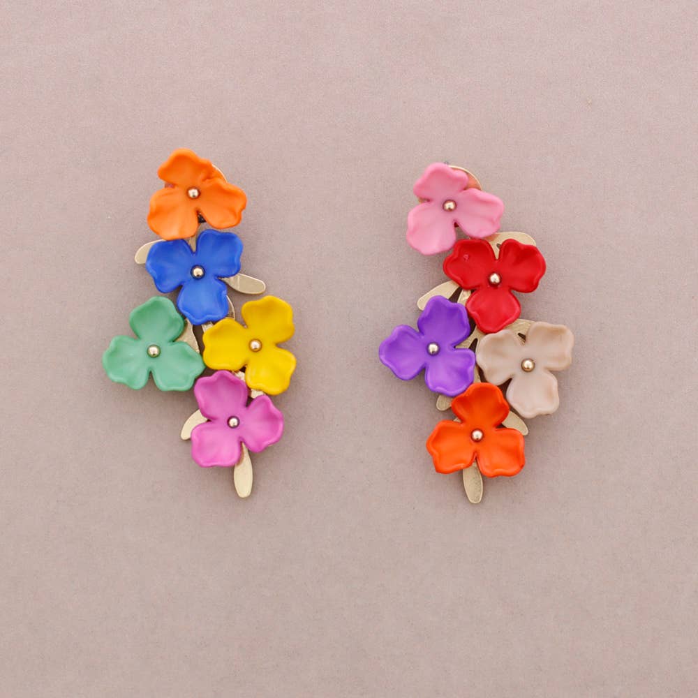 Boucles d'oreilles Fleur Résine Métal