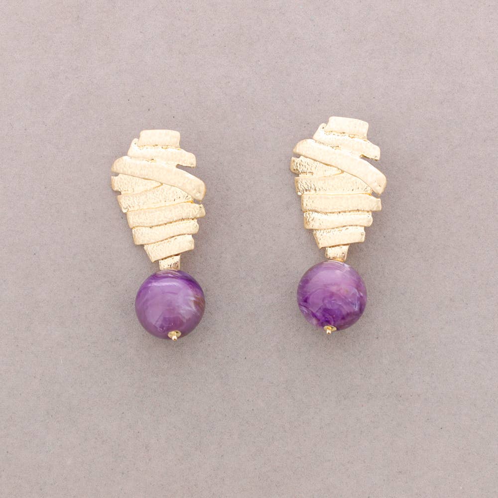 Boucles d'oreilles Forme Métal Pendentif Boule Résine