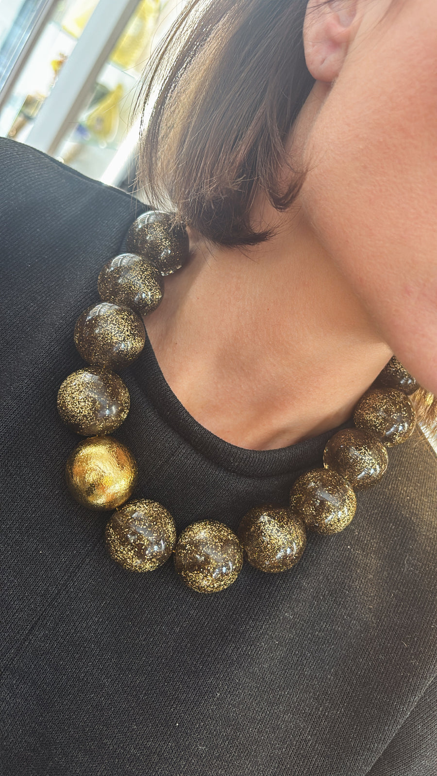 Collier paillettes boules Francine Bramli