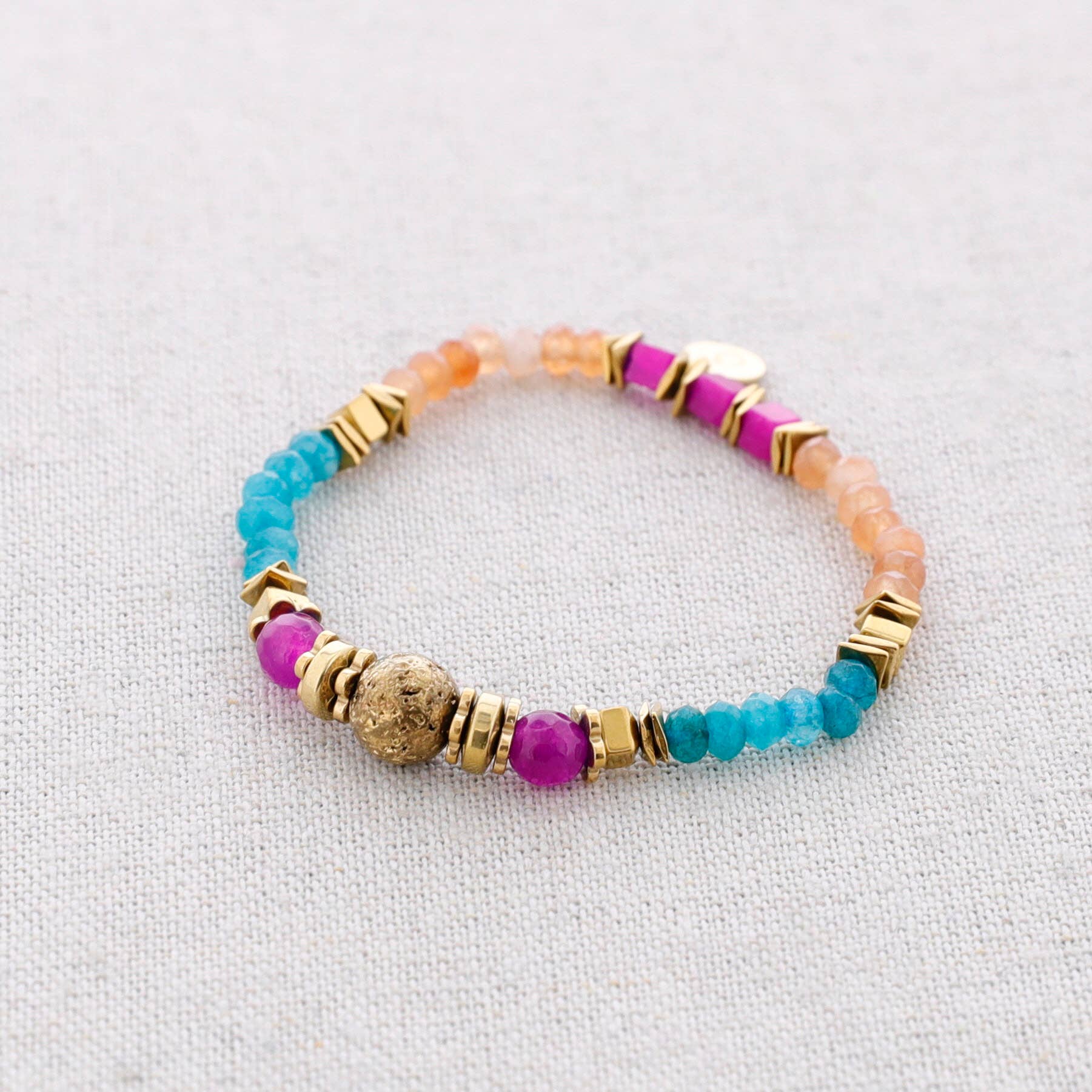 Bracelet élastique en acier orné de pierres