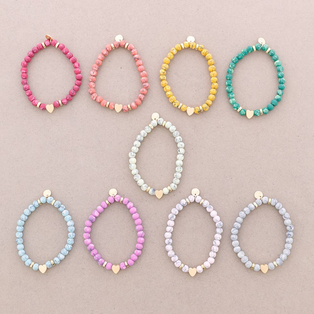 Bracelet élastique perles avec cœur
