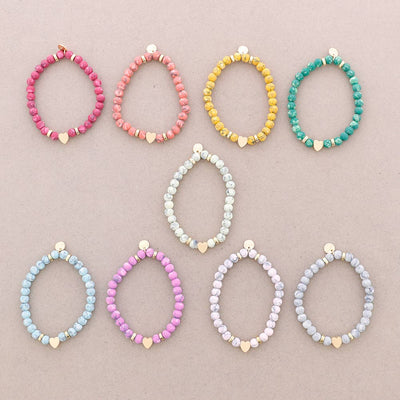 Bracelet élastique perles avec cœur