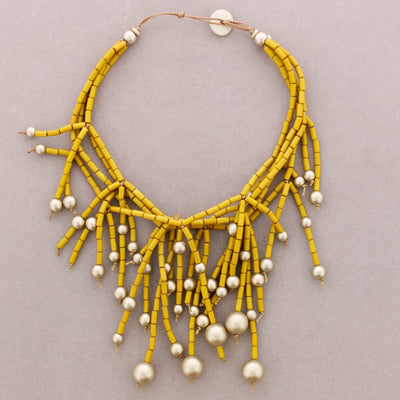 Collier Multi-Rangs Franges Tubes Résine