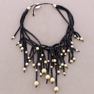 Collier Multi-Rangs Franges Tubes Résine