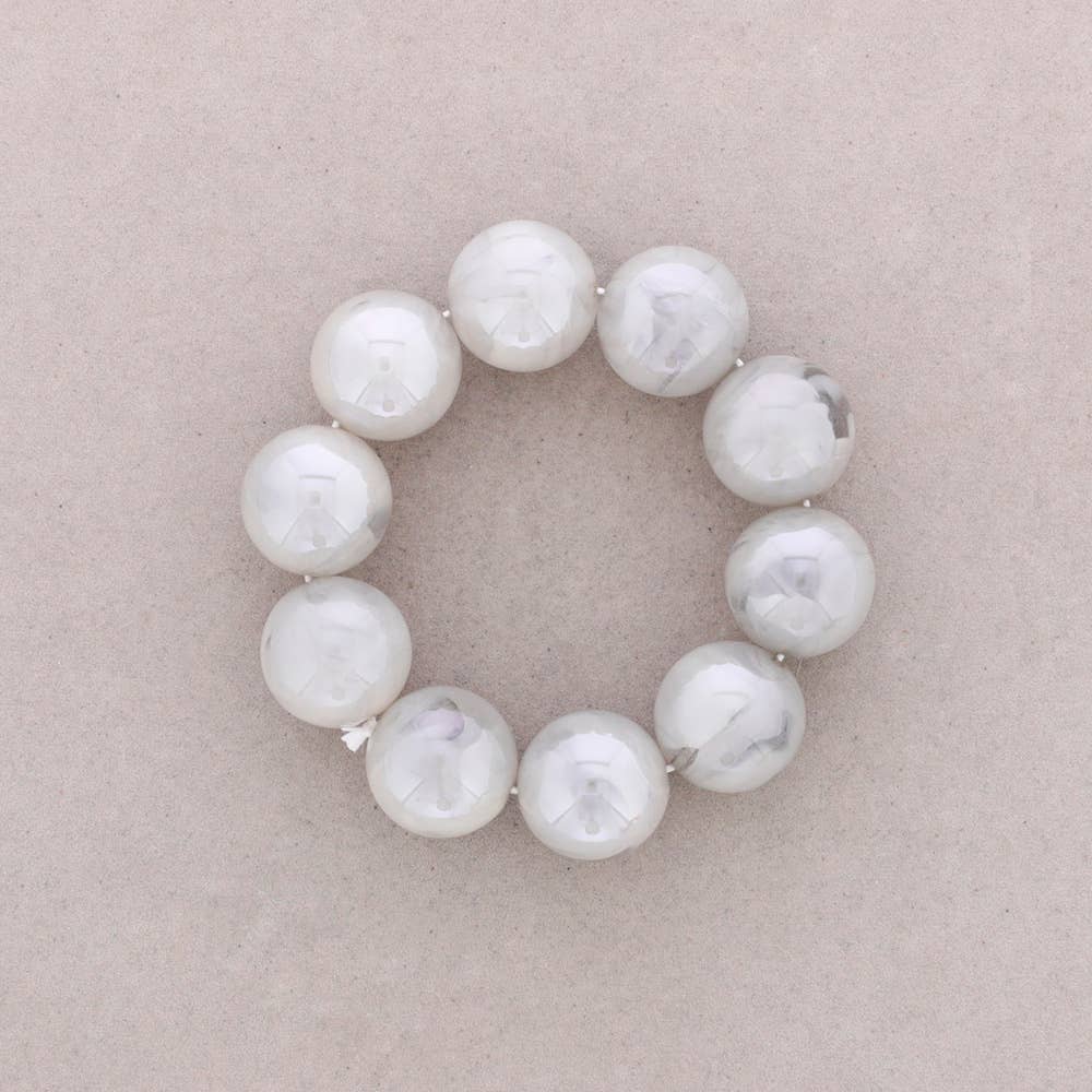 Bracelet Élastique Perles Boules Résine: Bleu