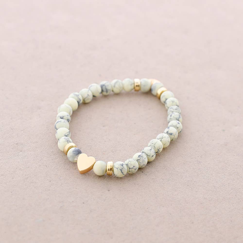 Bracelet élastique perles avec cœur