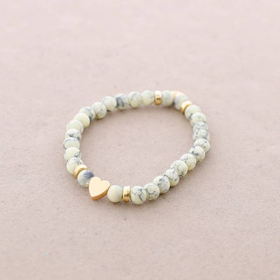 Bracelet élastique perles avec cœur