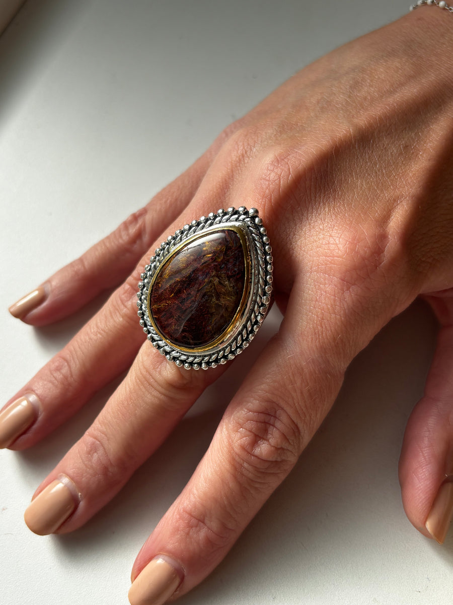 bague argent et pietersite jalan