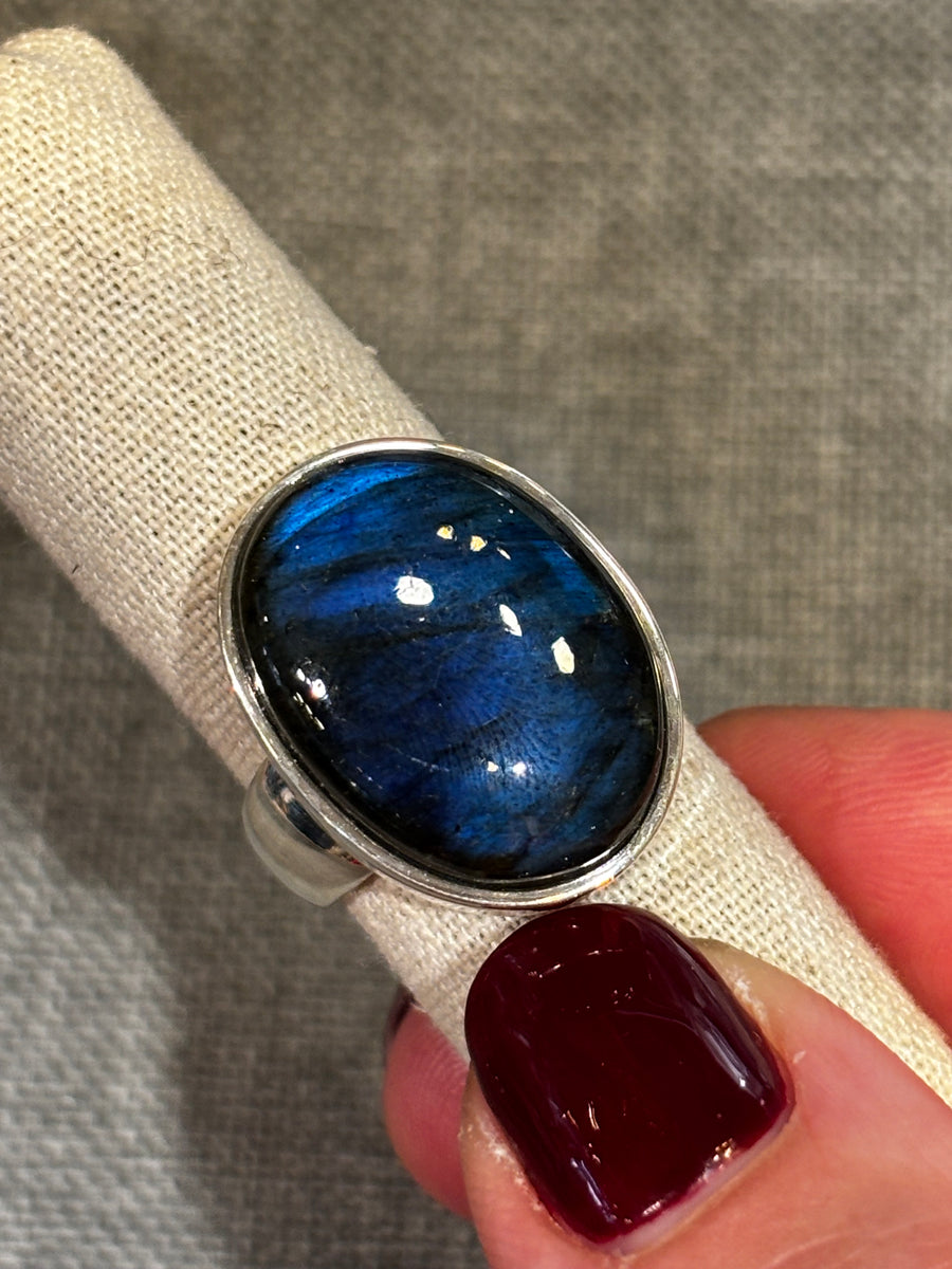 bague labradorite et argent