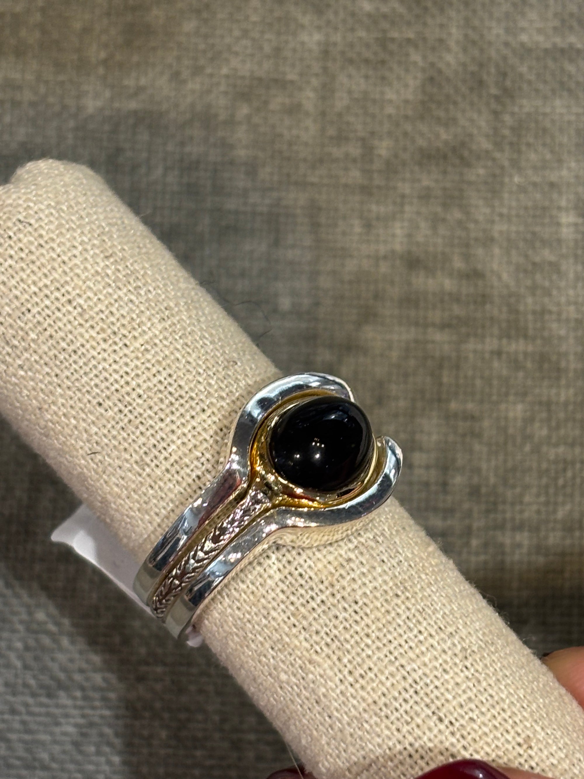 bague onyx et argent 3 anneaux canyon