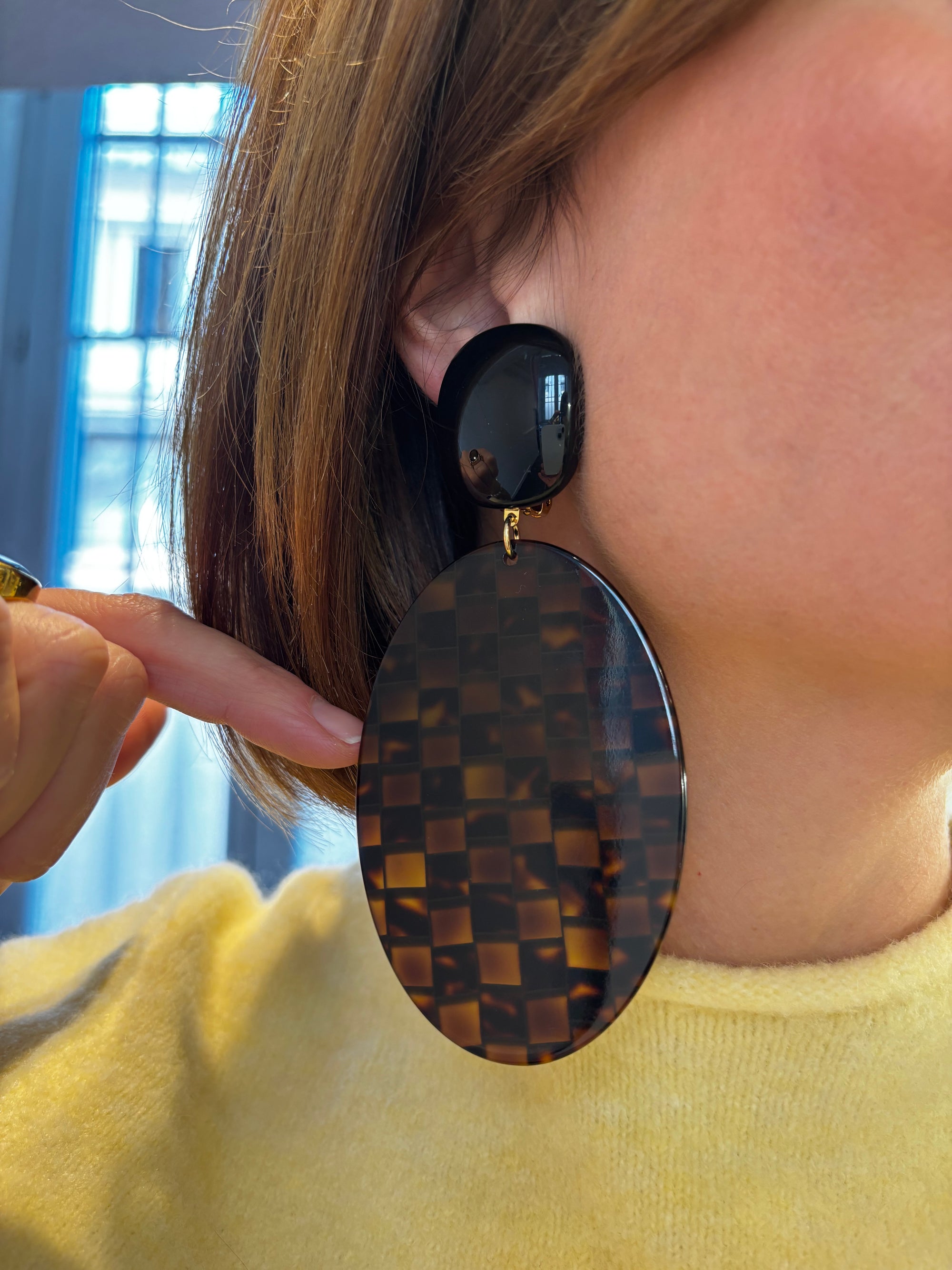 boucles d'oreilles damier Francine Bramli