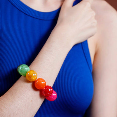 Bracelet Élastique Perles Boules Résine: Verde