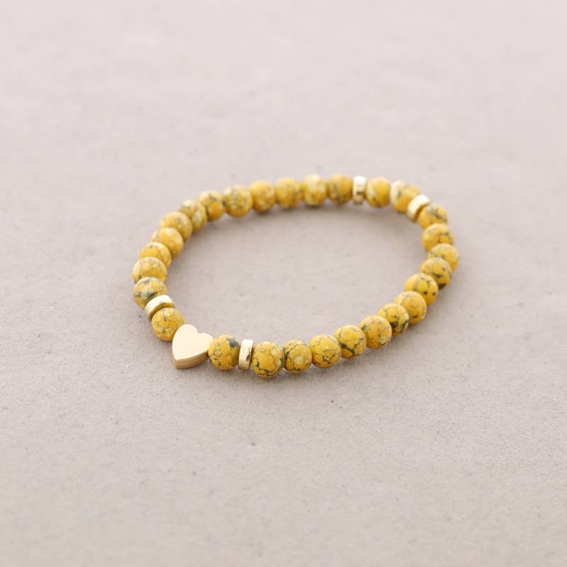 Bracelet élastique perles avec cœur