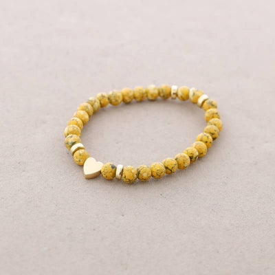 Bracelet élastique perles avec cœur