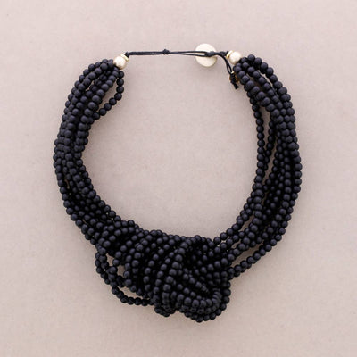 Collier Ras du Cou Nœud Perles Résine