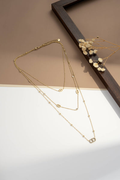 Collier triple tour ovale acier inoxydable doré moderne chic