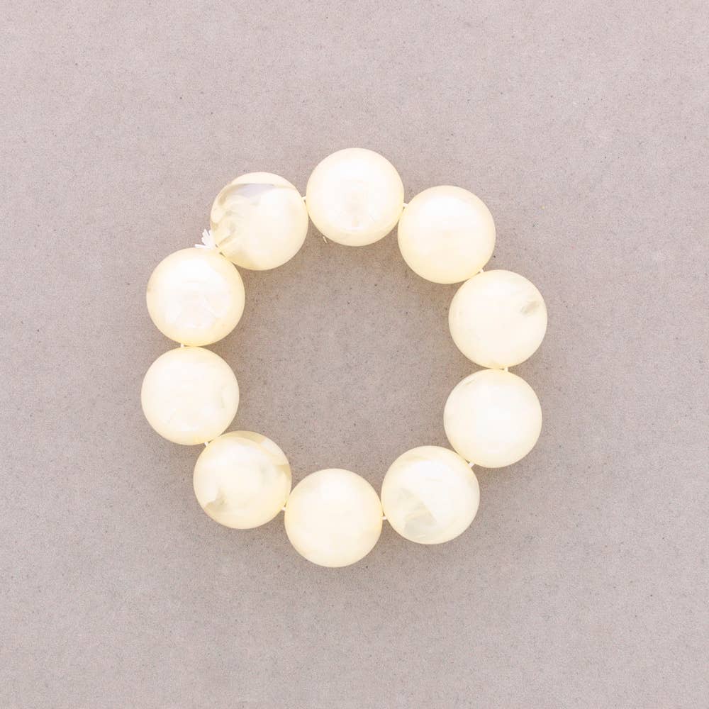 Bracelet Élastique Perles Boules Résine: Orange