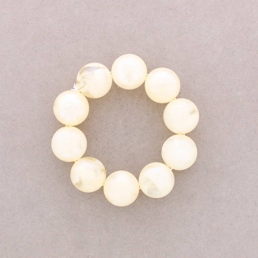 Bracelet Élastique Perles Boules Résine: Beige
