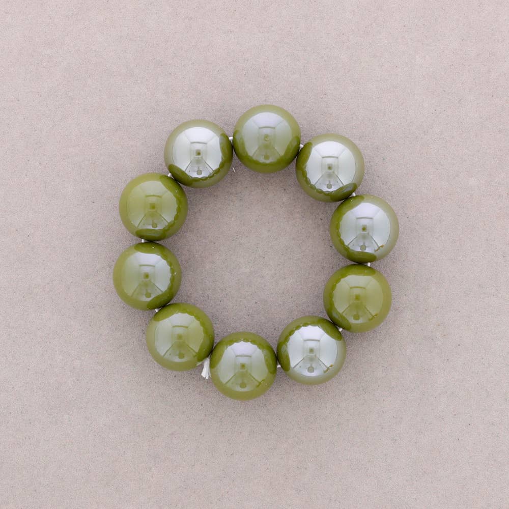 Bracelet Élastique Perles Boules Résine: Bleu