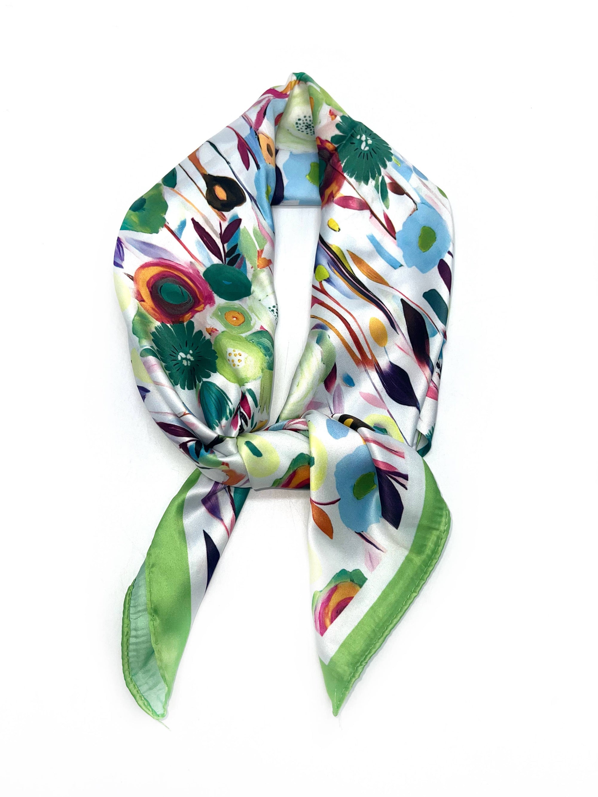 J-131/J-10 Petit foulard carré motif petite rose coloré