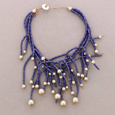 Collier Multi-Rangs Franges Tubes Résine