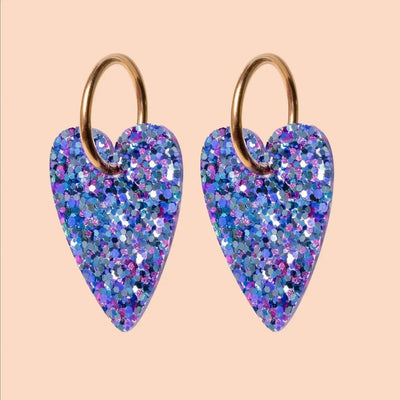 Boucles d'oreilles Cœur Mix Violet Bleu