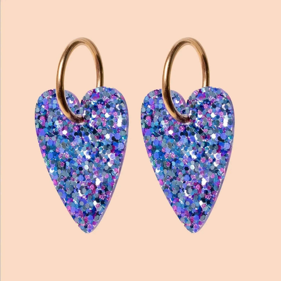 Boucles d'oreilles Cœur Mix Violet Bleu