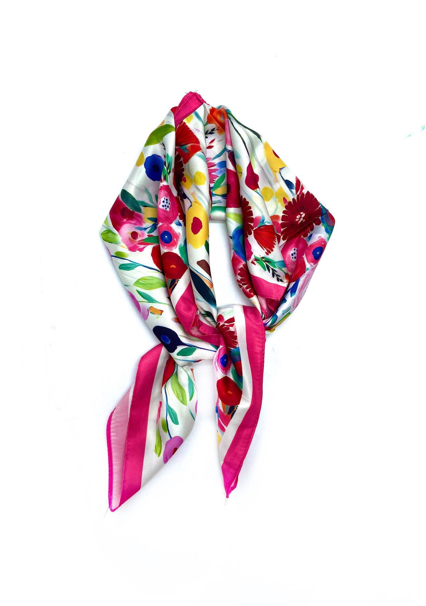J-131/J-10 Petit foulard carré motif petite rose coloré