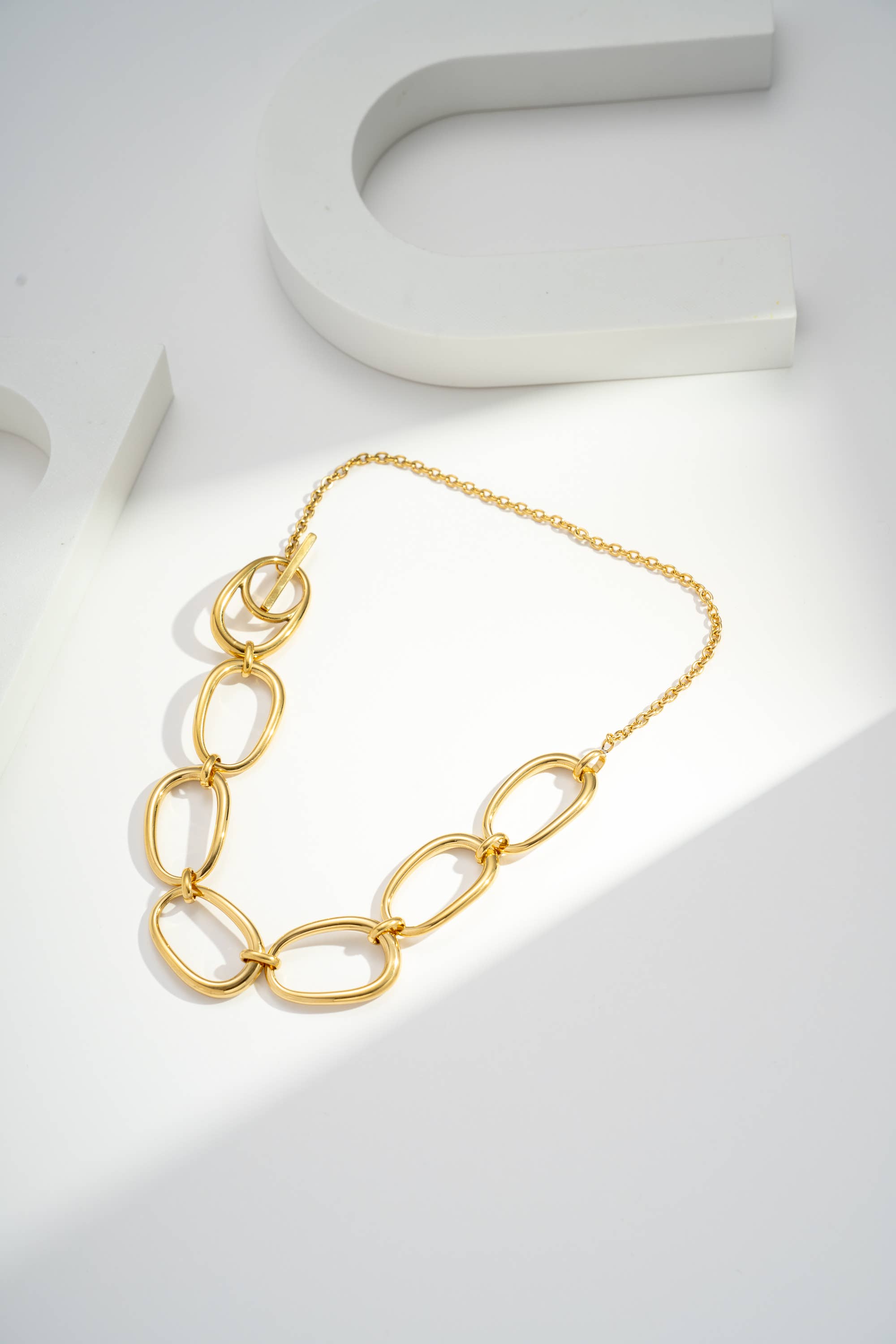 Collier maillons ovales – acier inoxydable doré ou argenté
