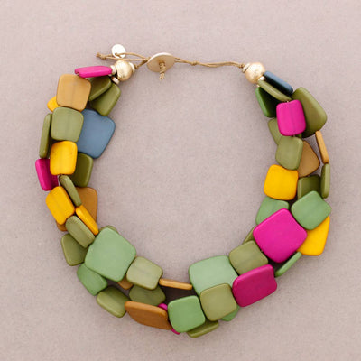 Collier 3 tours perles en résine