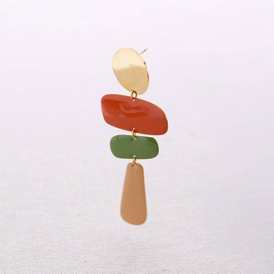 Boucles d'oreilles en acier pendantes géométriques émail