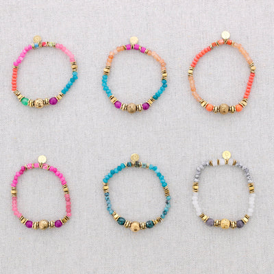 Bracelet élastique en acier orné de pierres