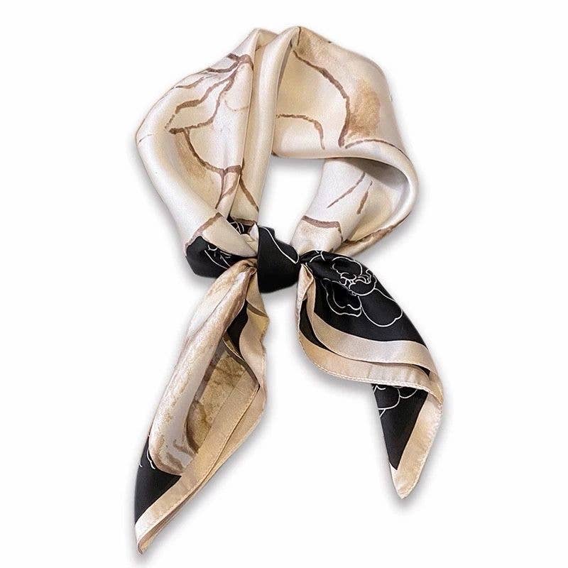 D-2026-58 Foulard touche soie 70x70 motif fleur