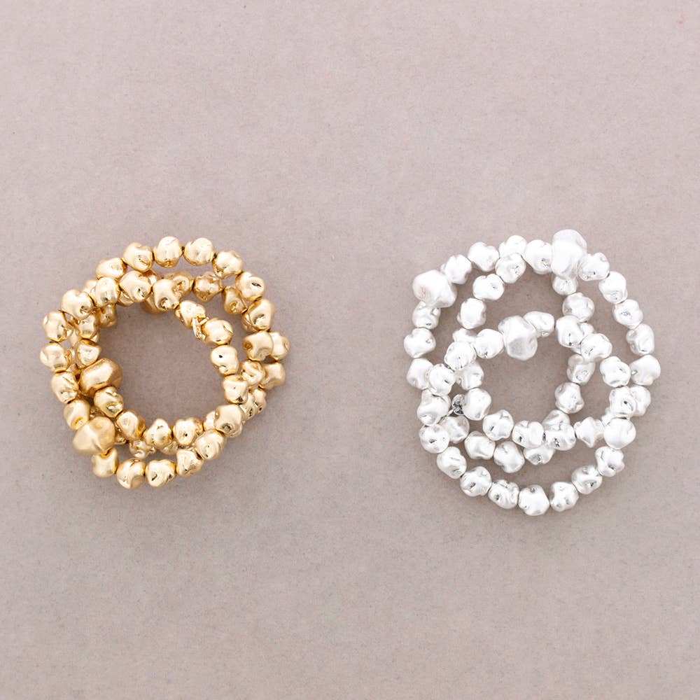 Bracelet Élastique Triple Perles Métal